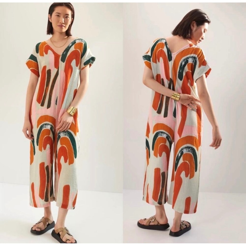 Bel Kazan Odine Arches Jumpsuit in Crème Brulee Size Small
